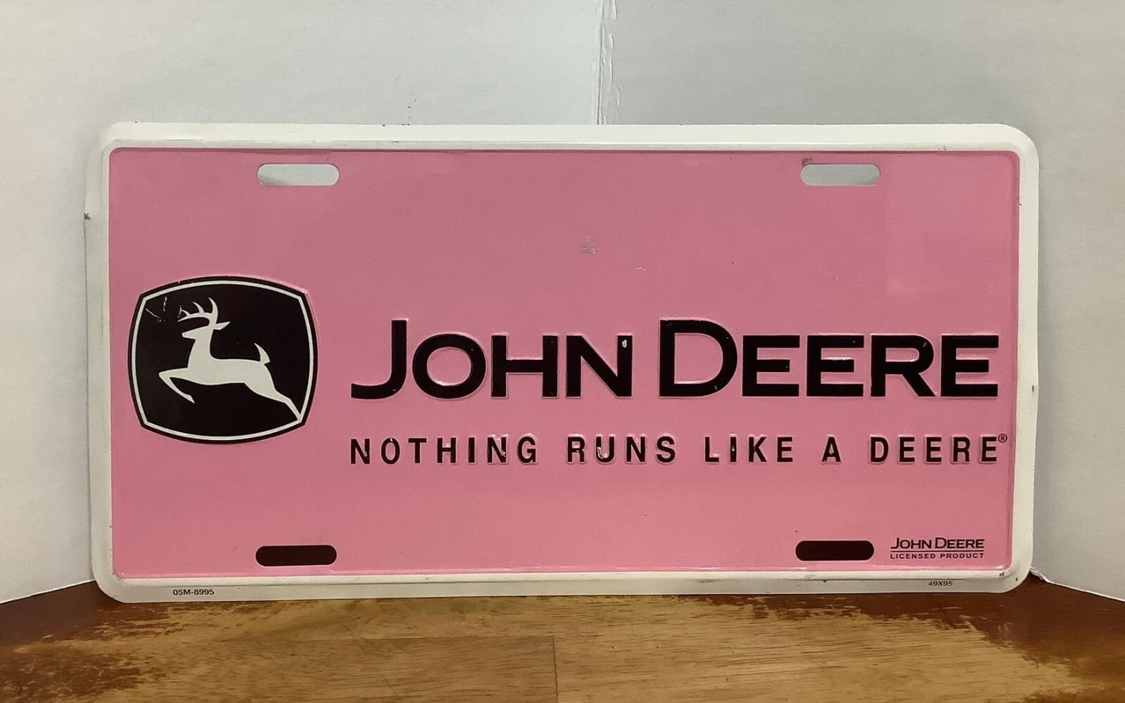 Pink John Deere License Plate Booster Tag "Nothing Runs Like A Deere"