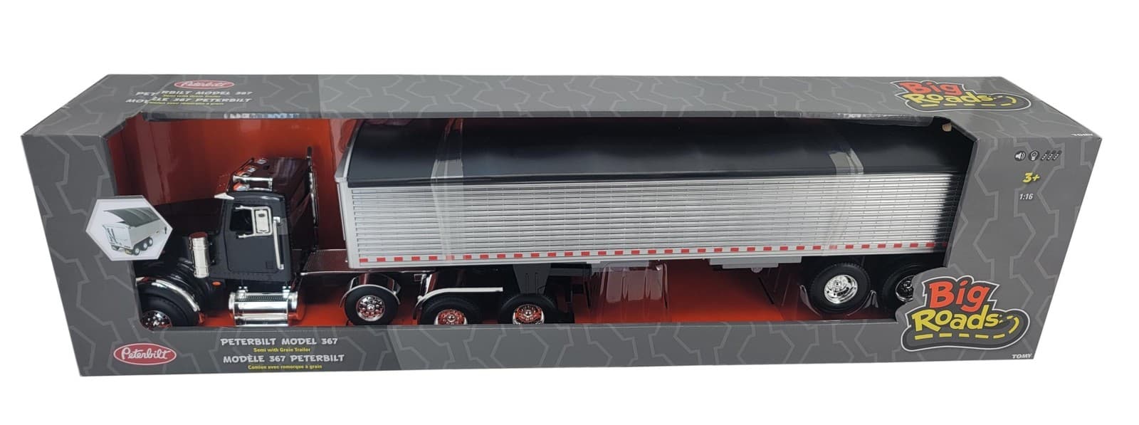 1/16 Big Roads Peterbilt 367 Semi w/ Grain Trailer Toy - LP81111 2