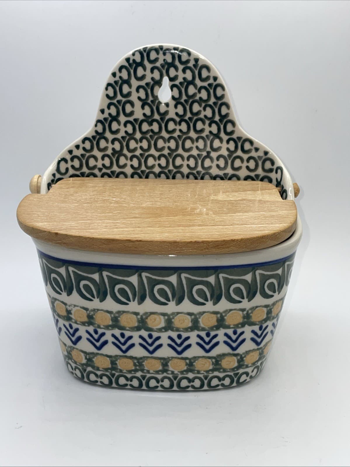 Hanging Salt Cellar Made In Poland By Ceramika Artystyczna Green Pottery