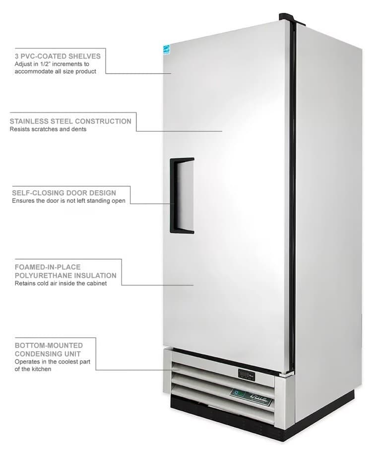 TRUE T-12-HC REACH IN 1 SECTION REFRIGERATOR. Solid Door, Single Section REF1005 2