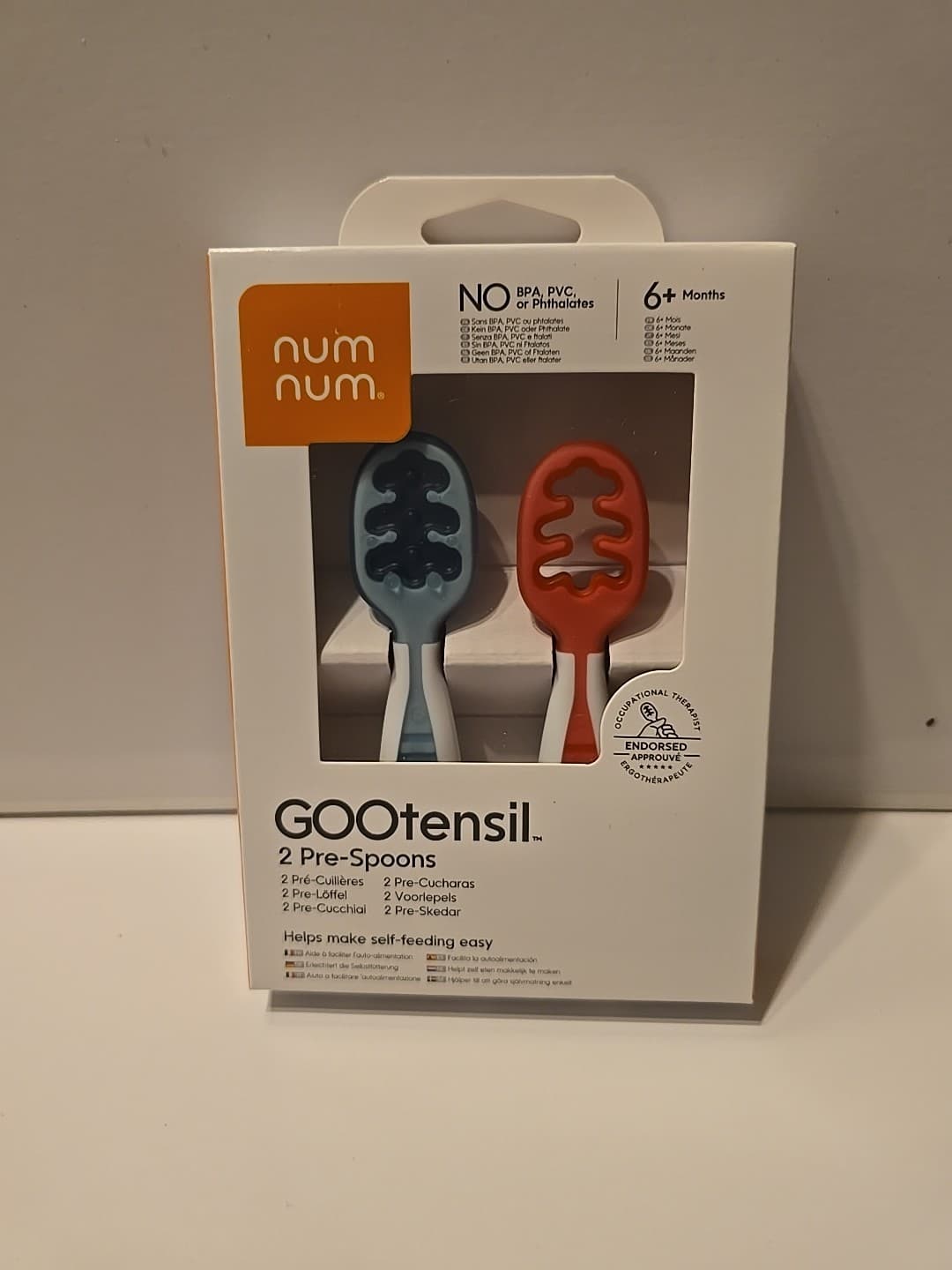 NumNum Pre-Spoon GOOtensils Baby Spoon Set (6+ Months) BPA Free Silicone