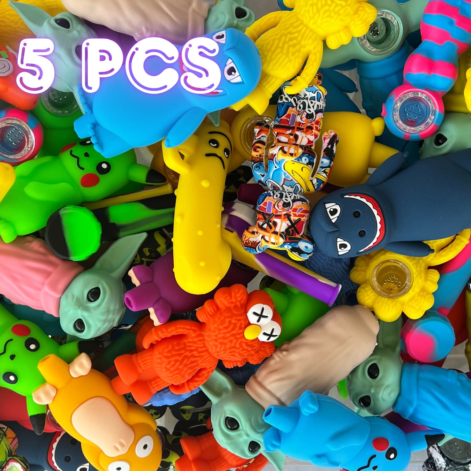 5pcs Silicone Tobacco Pipes Mystery Designs LIMITED