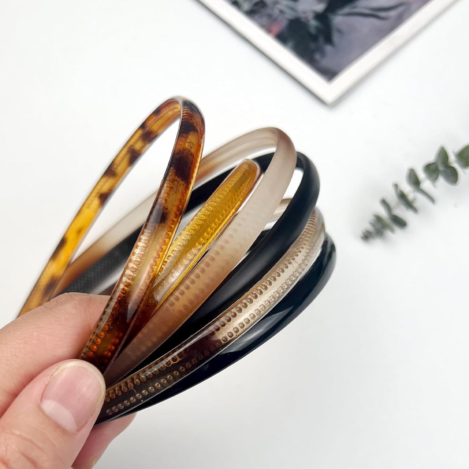 6-Pack Multi-Color Plastic Skinny Headbands with Teeth Comb for Women and Girls 6