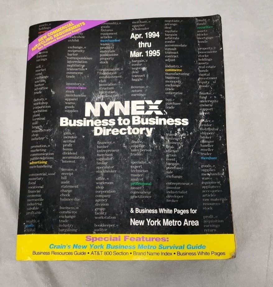 -WORN-1994 NY METRO TELEPHONE BUSINESS TO BUSINESS DIRECTORY PHONE BOOK NYNEX