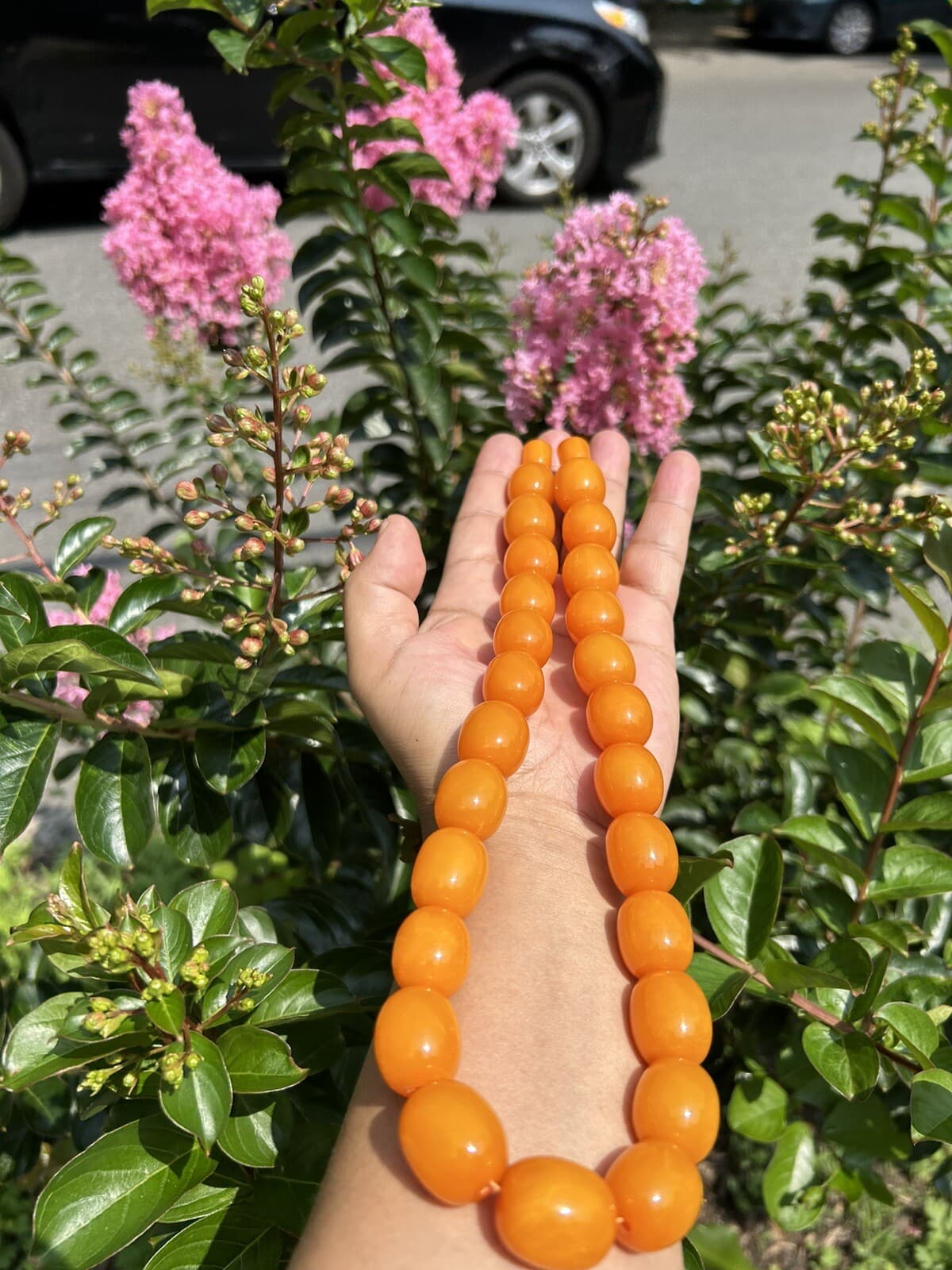 Vintage style  Amber  Resin beads handmade Necklace from Nepal. 2