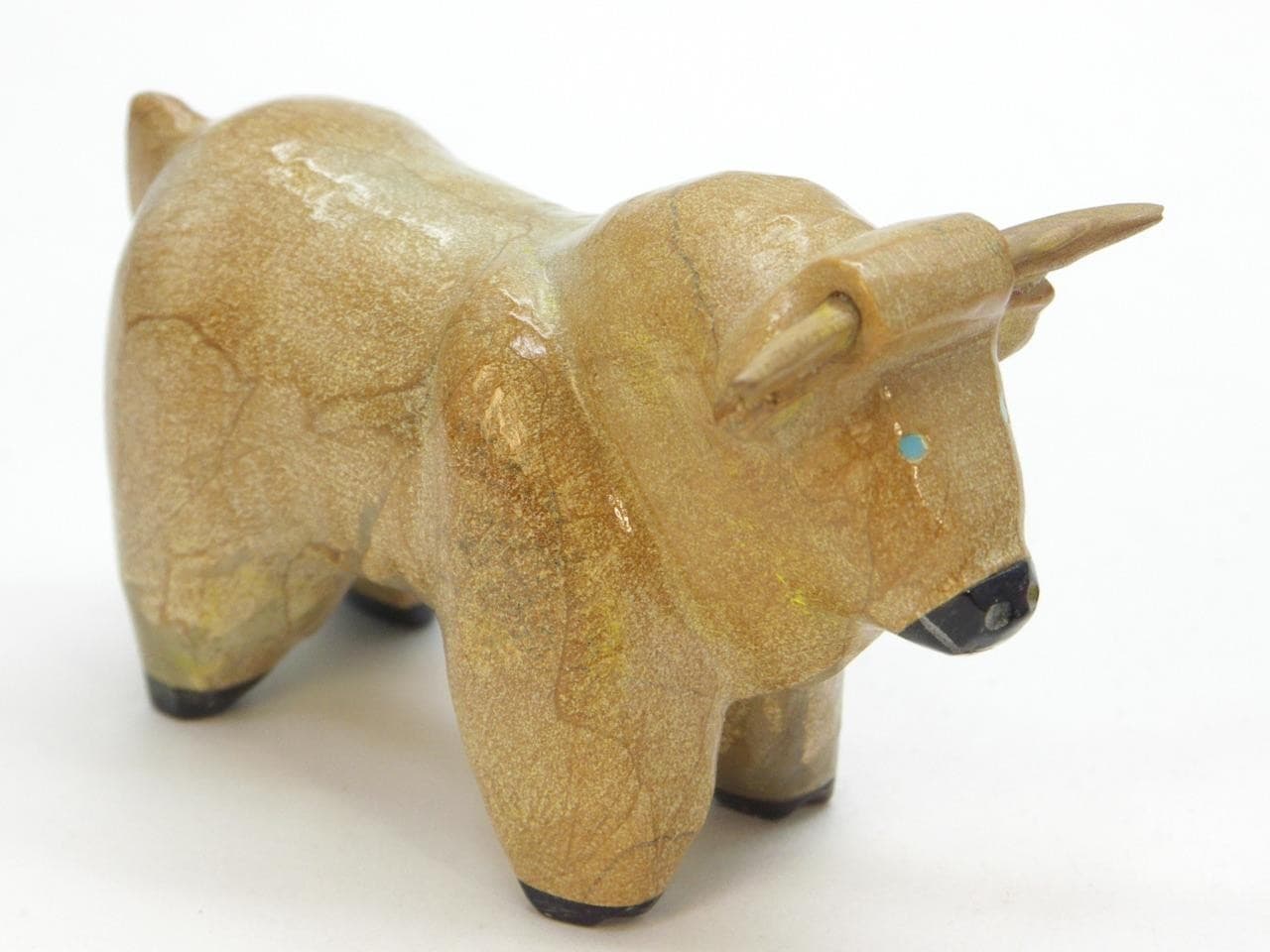 COW, Steer or BULL ZUNI Stone FETISH by Freddie Leekya, Rock Carving, Travertine 2