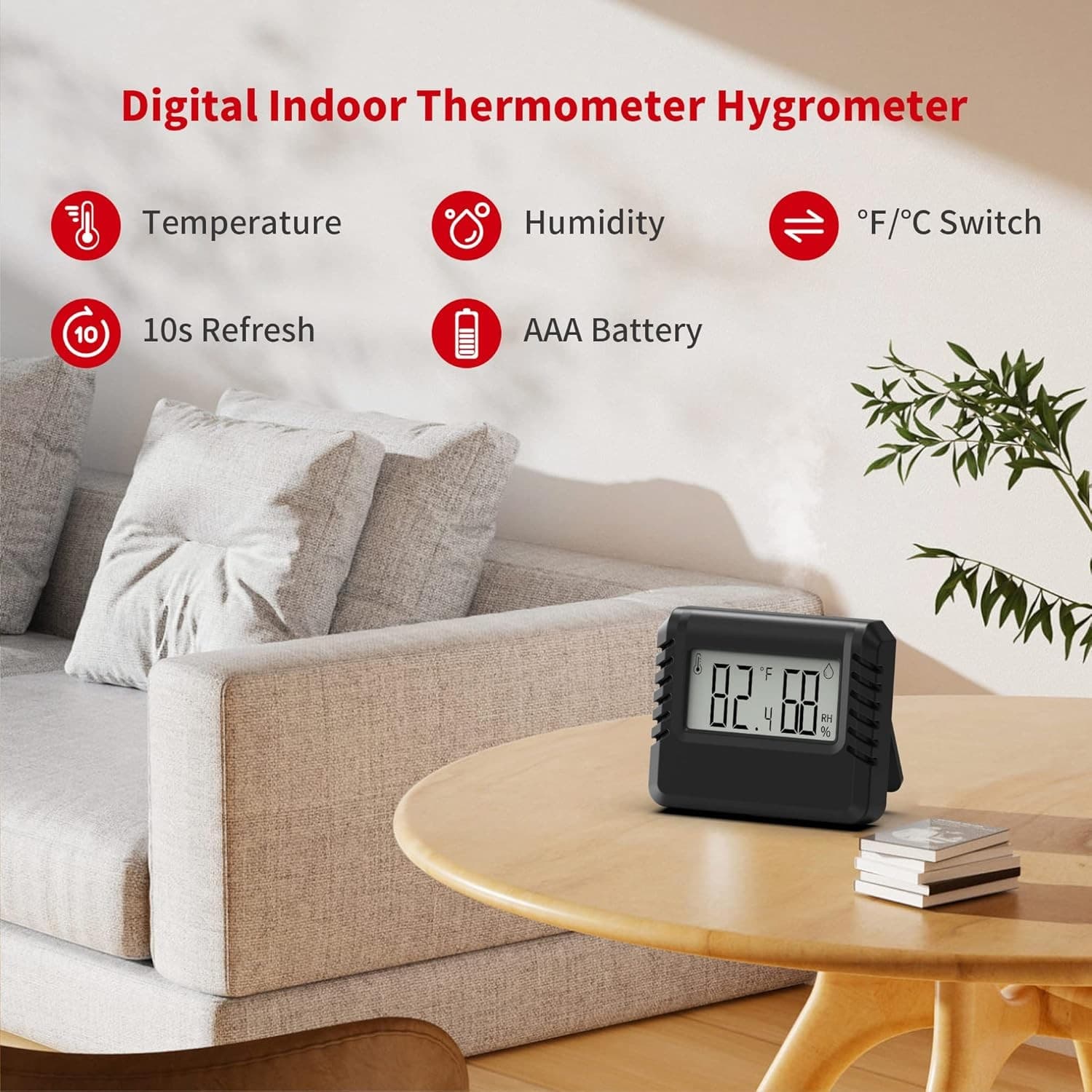 Indoor Thermometer Hygrometer for Home, Room Humidity Meter Black  2