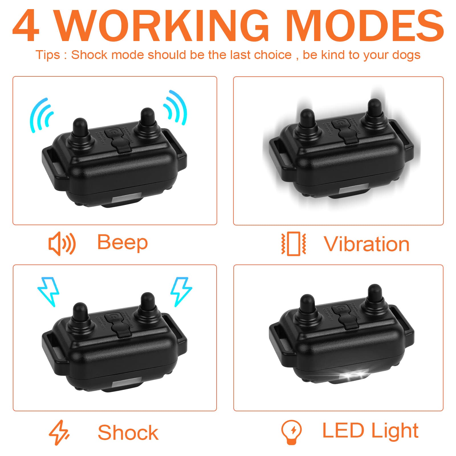 Dog Pet Training Collar Rechargeable Waterproof Electric Shock 3000 FT 6