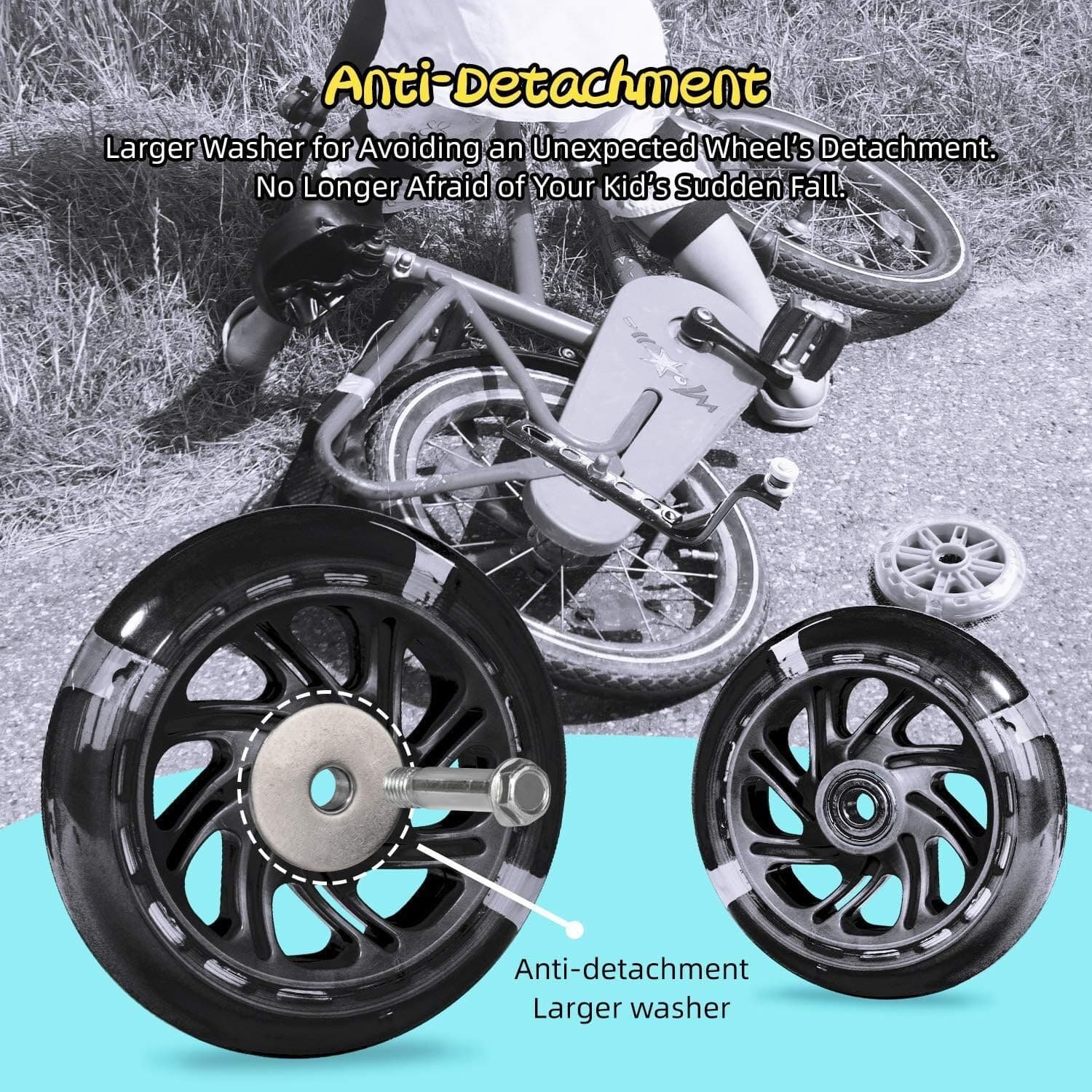 Bicycle Training Wheels Heavy Duty for 14-20 Inch Kids Bike Safe Durable 5