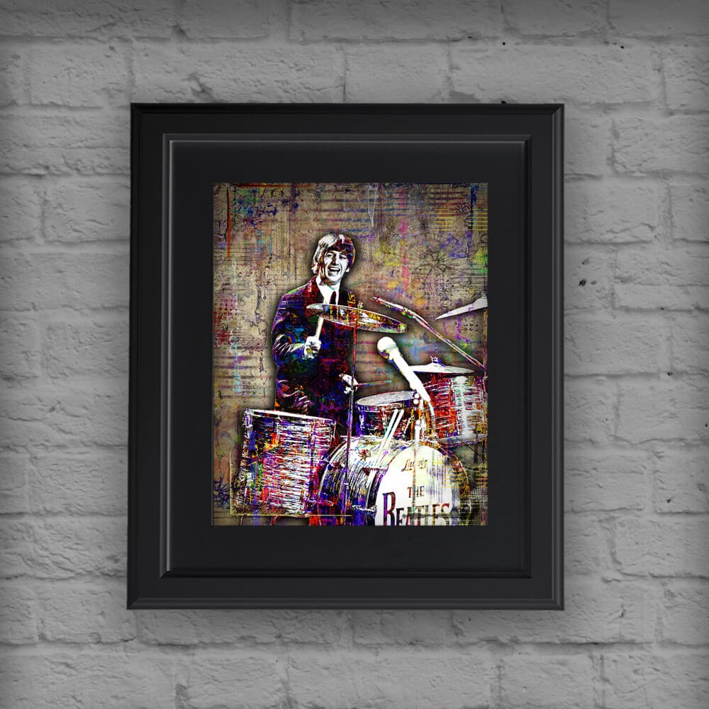 RINGO STARR The Beatles  Poster,  Ringo Starr Drumming Print Free Shipping US 6