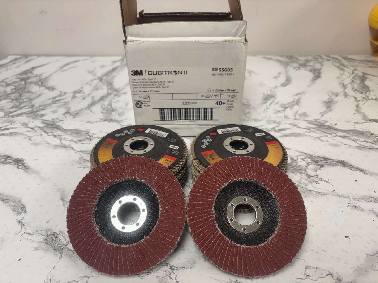 3M Abrasive 405-051141-55605 Cubitron Ii Flap Disc 967A- 4.5 in.- 40 Grit- 4