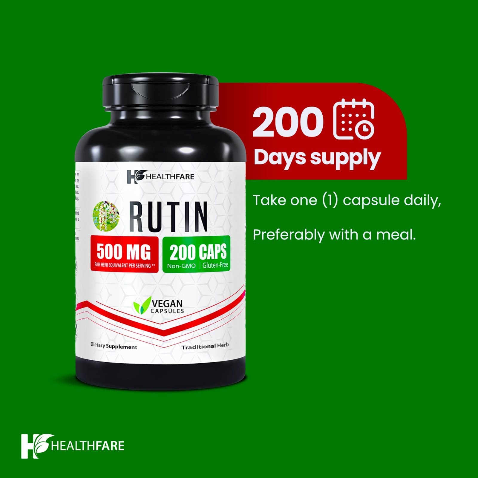 HealthFare Rutin 500mg Rutoside Bioflavonoid 200 Caps Vascular Health USA Made 6