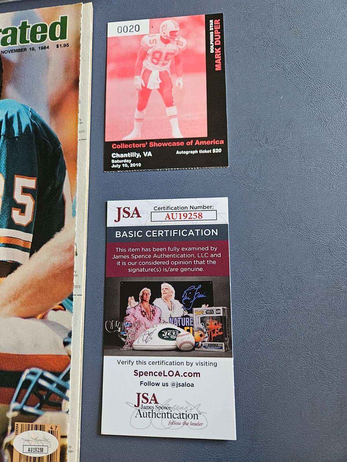 MARK DUPER "#85" Signed 11/19/84 Sports Illustrated Magazine - JSA COA & Ticket 4