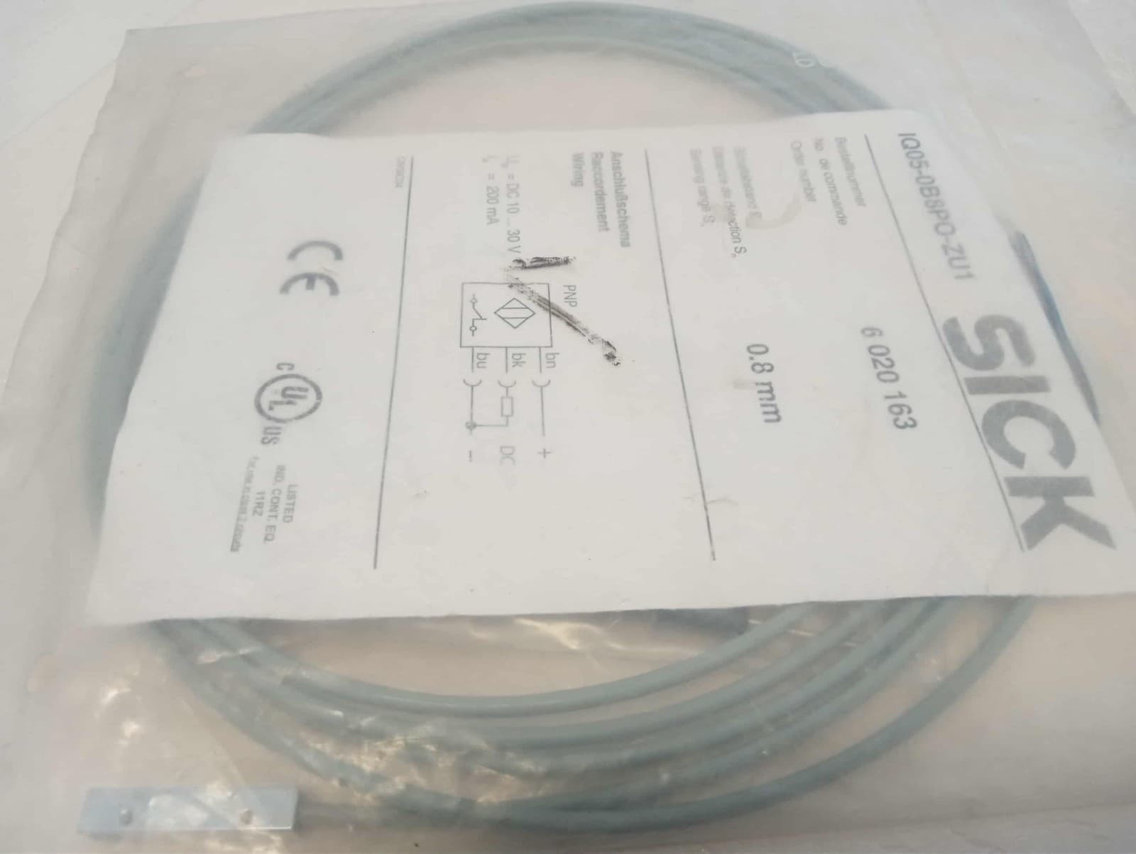SICK 6020163 IQ05-0B8PO-ZU1 SENSOR PROX INDUCTIVE 0.8MM MOD DC 3-wire, 5,000 Hz 4
