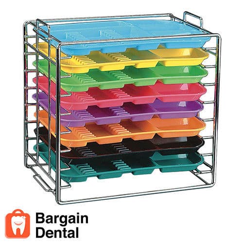Plasdent Dental Medical Chromed Steel Instrument Tray Rack 8 Position for Size B 5