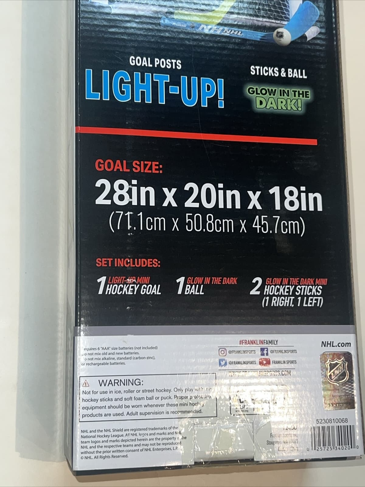 NHL Glow in The Dark Light Up Goal Set, 1 Light Up Hockey Goal 1 Ball 2 Sticks 6