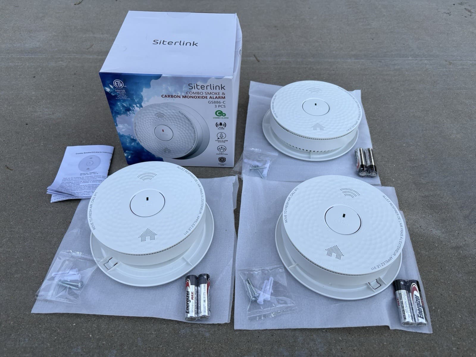 3 Pack Photoelectric Smoke and Carbon Monoxide Detector 3