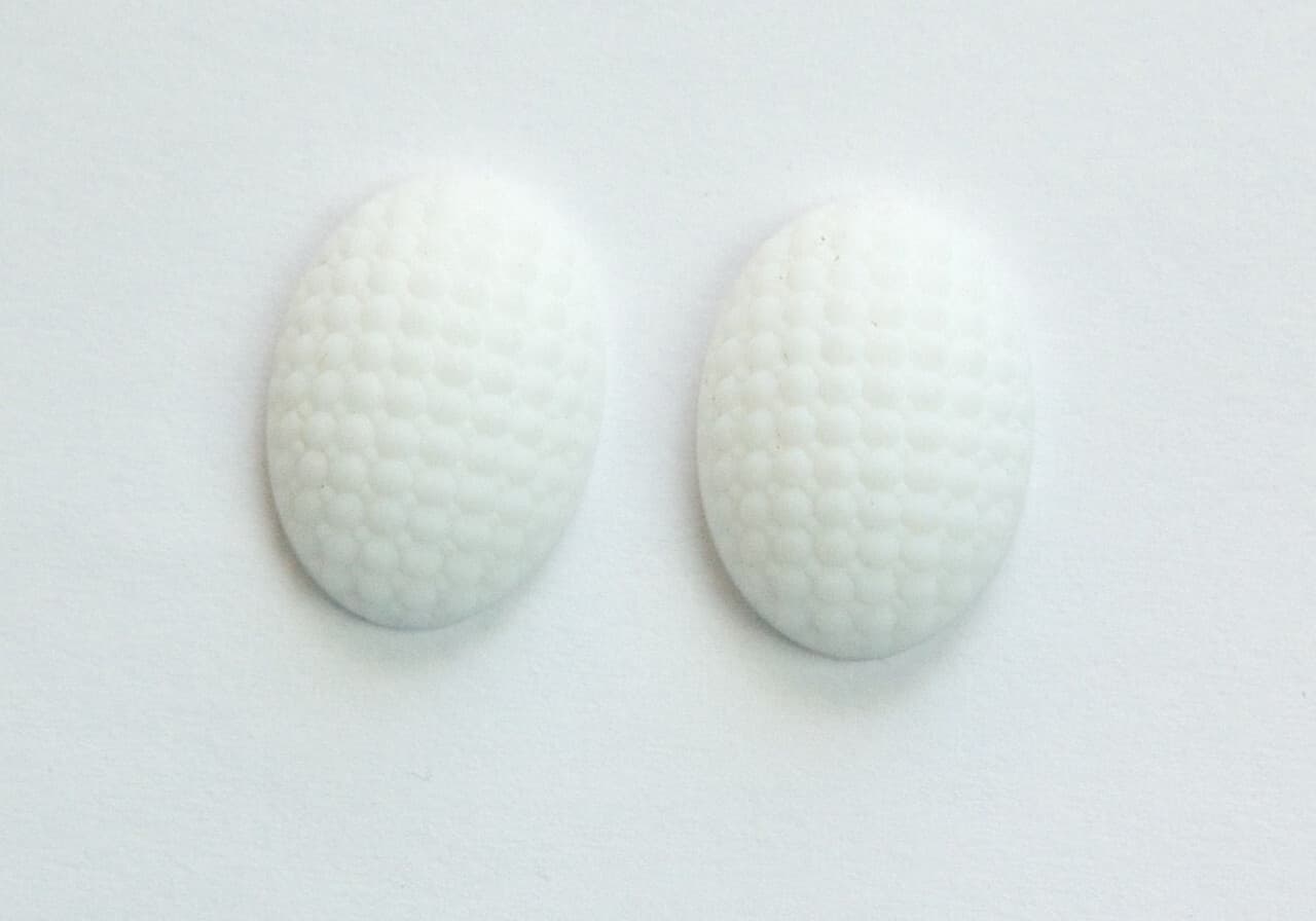 Vintage German Matte White Glass Bumpy Top Cabochon 18x13mm cab414H