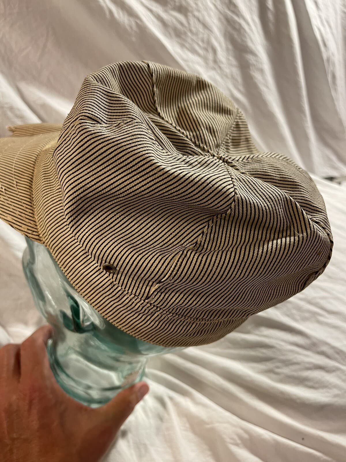 Antique Hickory Stripe New York B&A Central Safety Railroad Engineer Hat 6