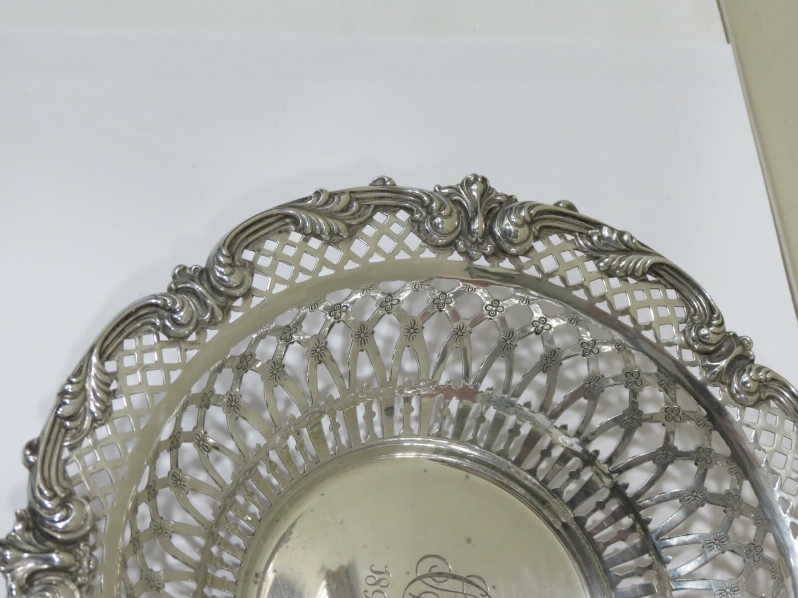 ANTIQUE BLACK STARR FROST PIERCED STERLING SILVER BOWL, NEW YORK 6