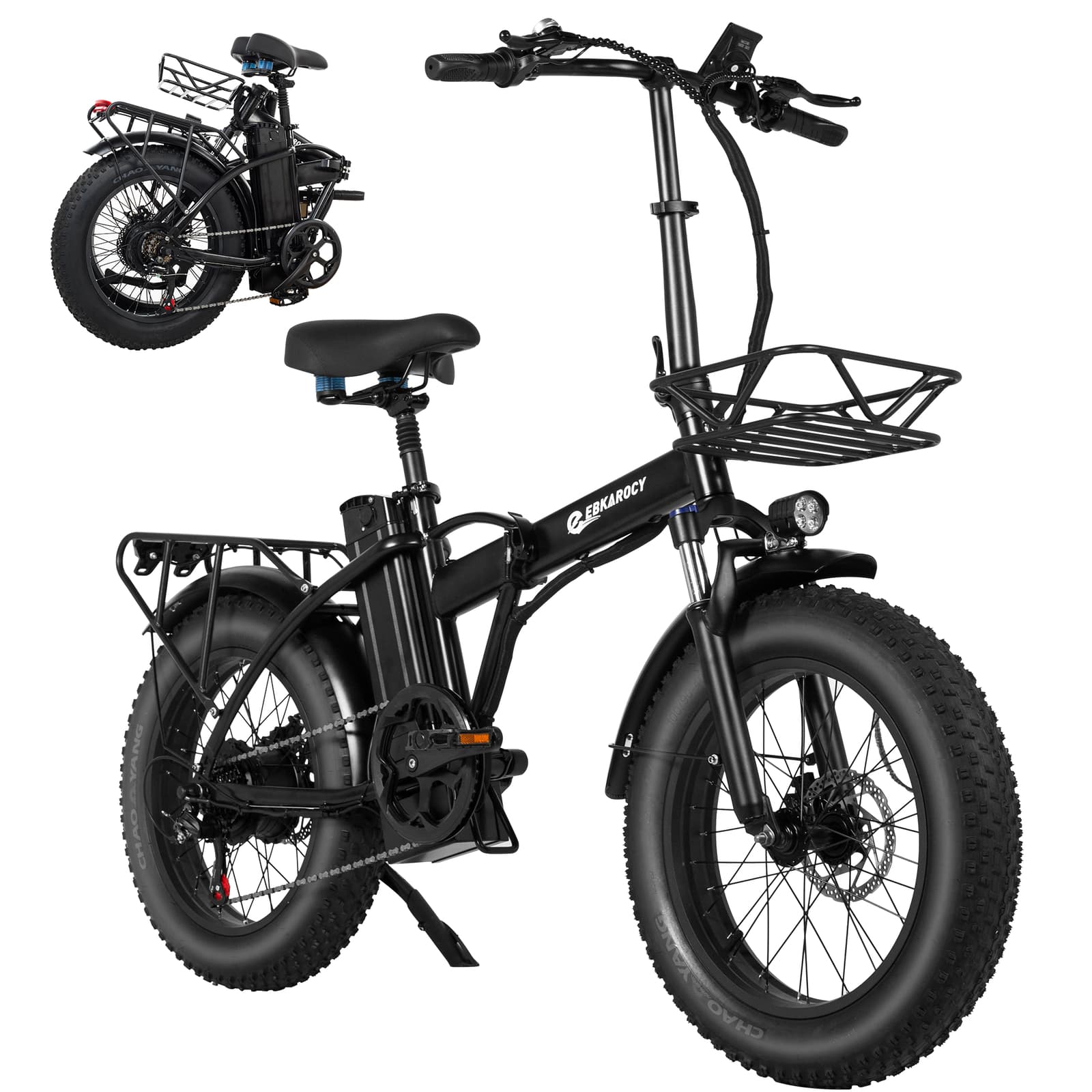 Folding Electric Bike 20" Fat Tire EBKAROCY Ebike 750W 48V Battery 30MPH 7 Speed