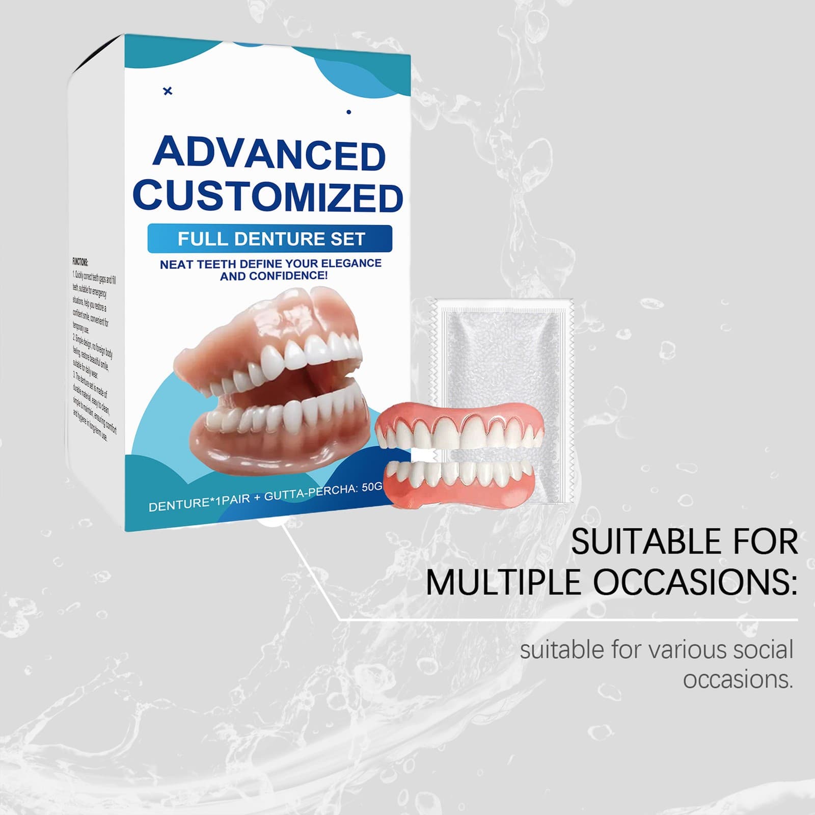 Full Denture Set for Men and Women Upper and Lower Denture False Teeth 4