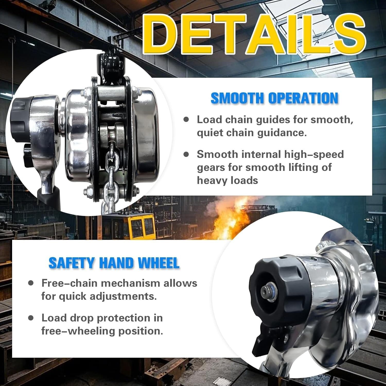 Mini Lever Chain Hoist Come Along 1/2 Ton 1100 Lbs Capacity 10FT Lift 6