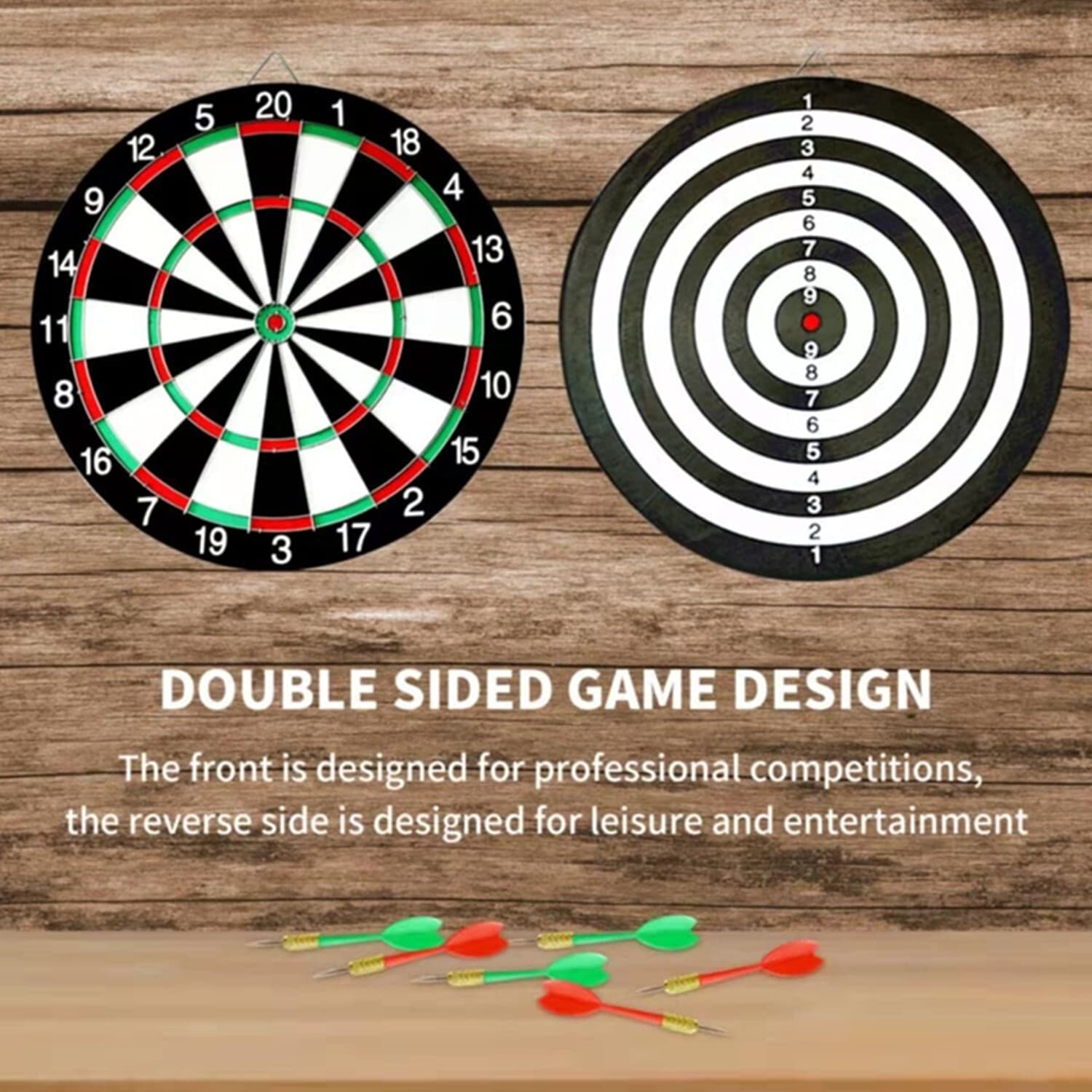17'' Dart Board, Dartboard Set, Sports, Game, Sisal Bristle w/ 6 Steel-tip Darts 6