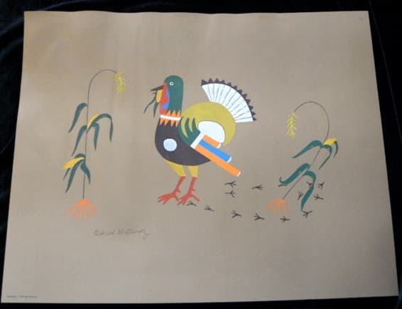 Richard Martinez 1930s NATIVE AMERICAN LITHOGRAPH "Turkey With Maize" 2