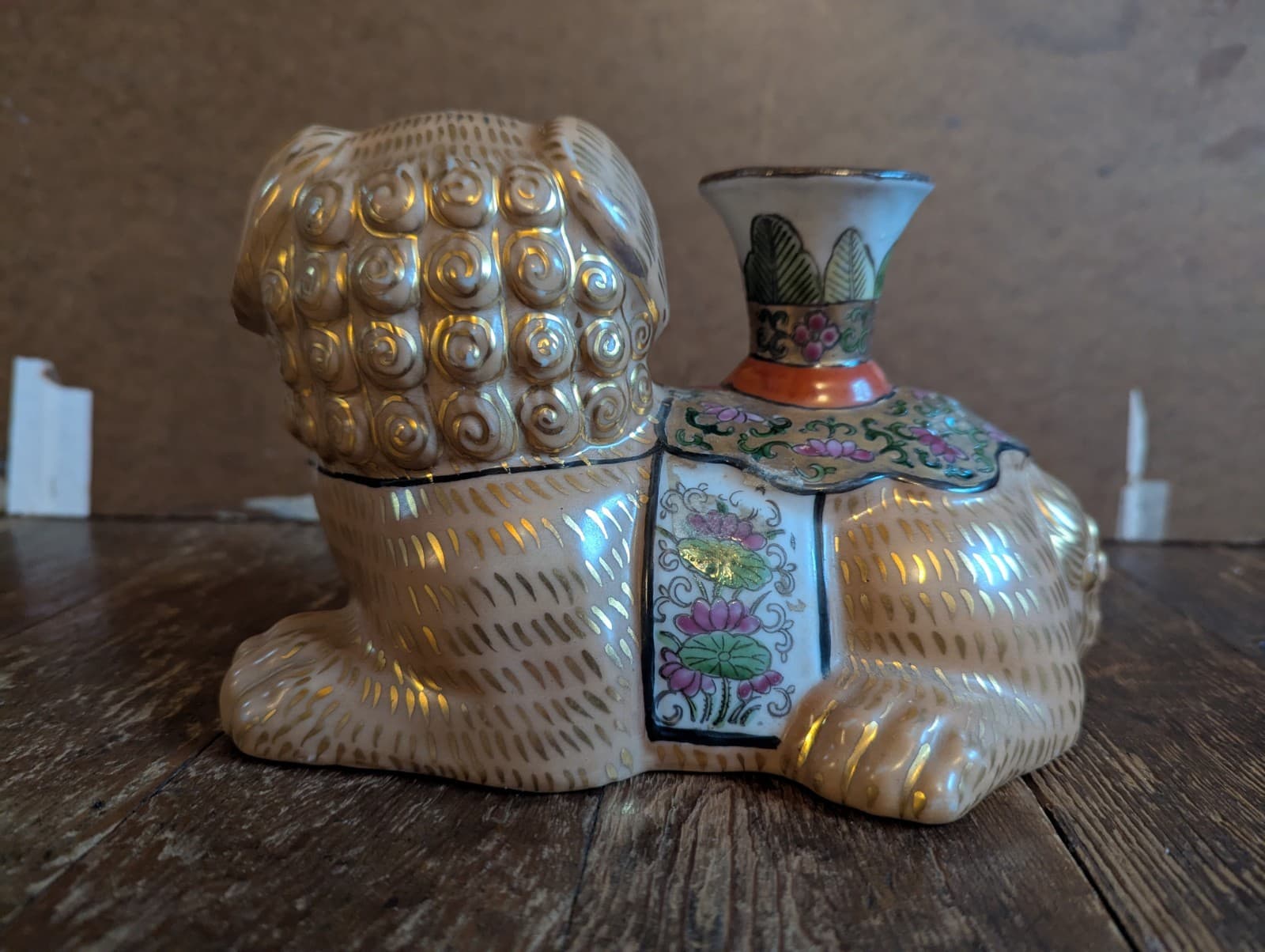 Vintage Foo Dog Inkwell Chinese Ceramic Porcelain  3