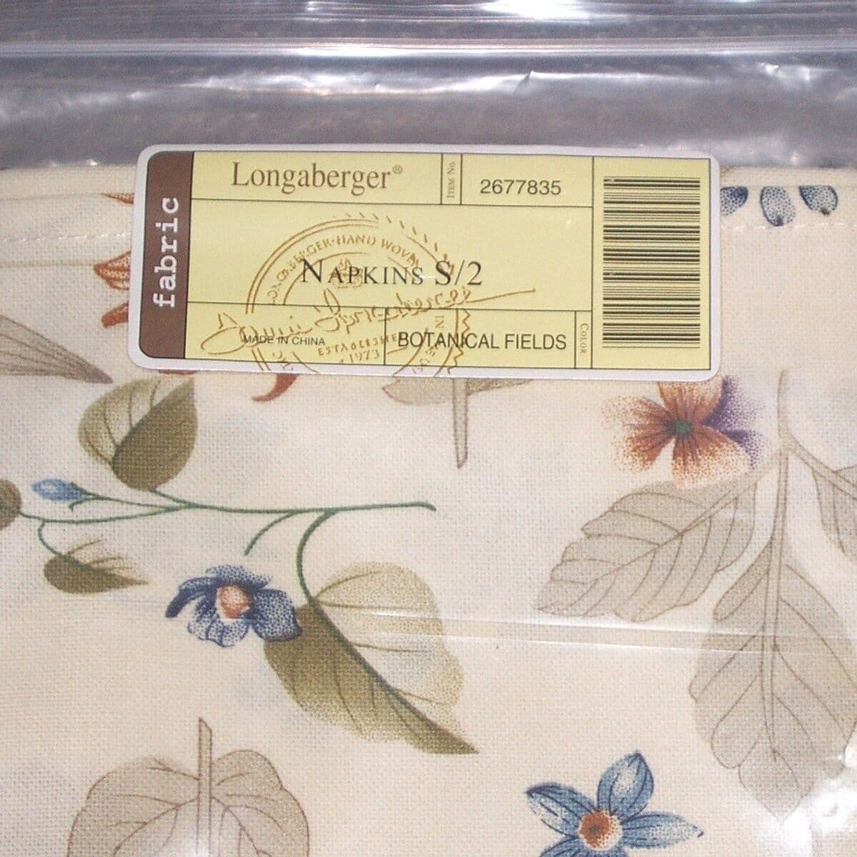 Longaberger Botanical Fields NAPKINS (Pair)... RARE ~ New FREE SHIPPING! 2