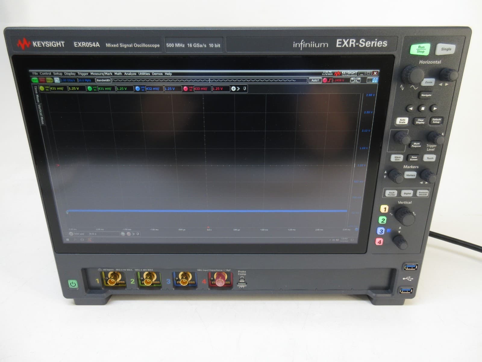 Keysight EXR054A Infiniium EXR-Series Oscilloscope 500 MHz, 16 GSa/s, 4 Ch, 100
