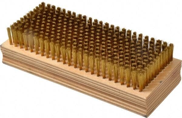 PRO SOURCE Fine Wire Brush: 0.005" Brass Filament in 2-5/8" x 6-1/2" Wood Block 5