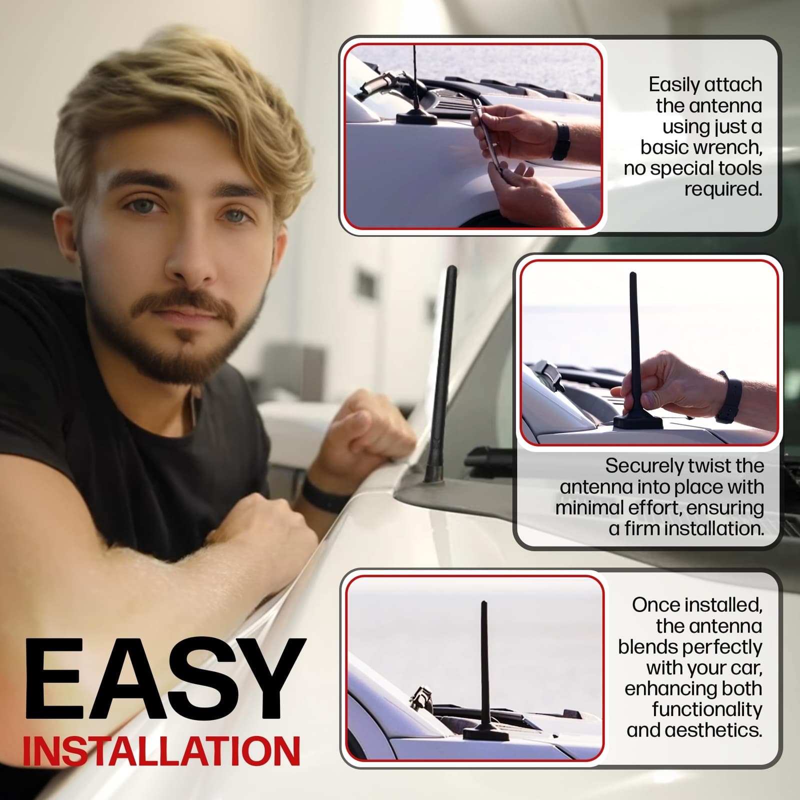 	Short Rubber Antenna for Ford F-150 2009-2025 - Bronco 2021-2025 USA	 5