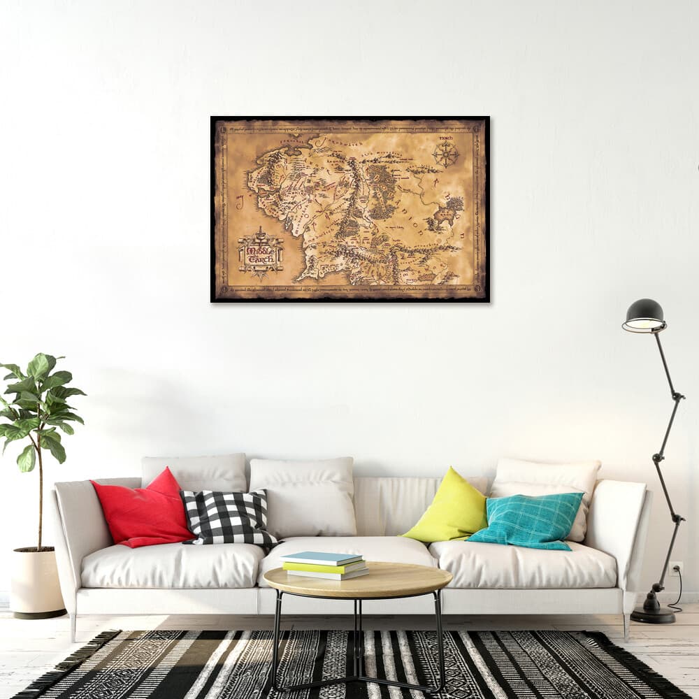 The Lord Of The Rings / The Hobbit - Movie Poster (Dark Map Of Middle Earth) 6