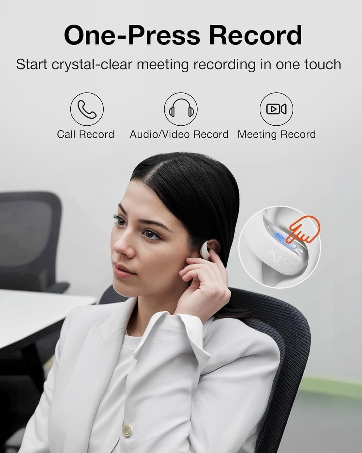 VIAIM OpenNote AI Recorder – Open Ear Earbuds with FlashRecord, Gray 5