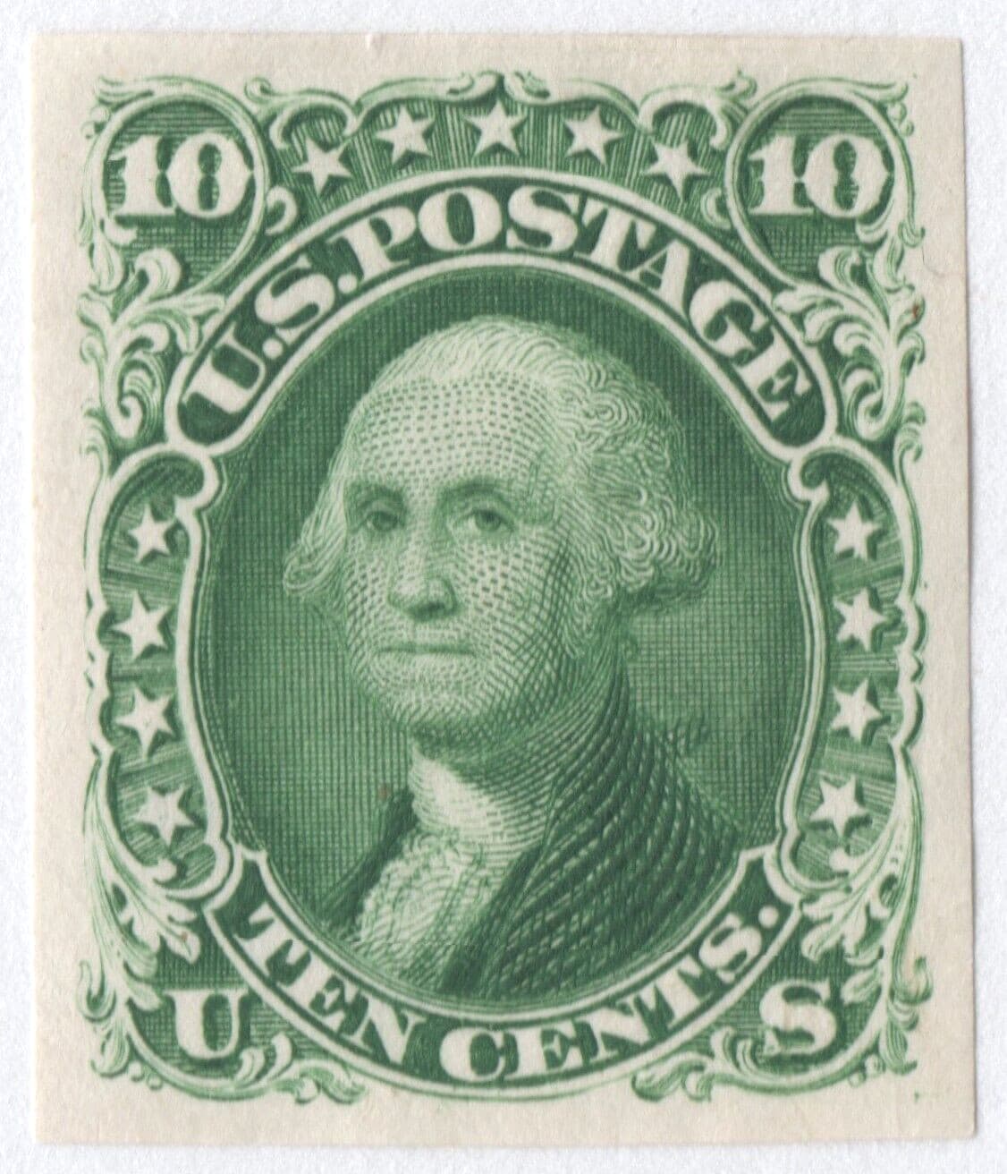 US Sc# 62BP3 { "SCARCE -XF- 10c AUGUST ISSUE } BEAUTY PLATE PROOF ON INDIA 1861 3