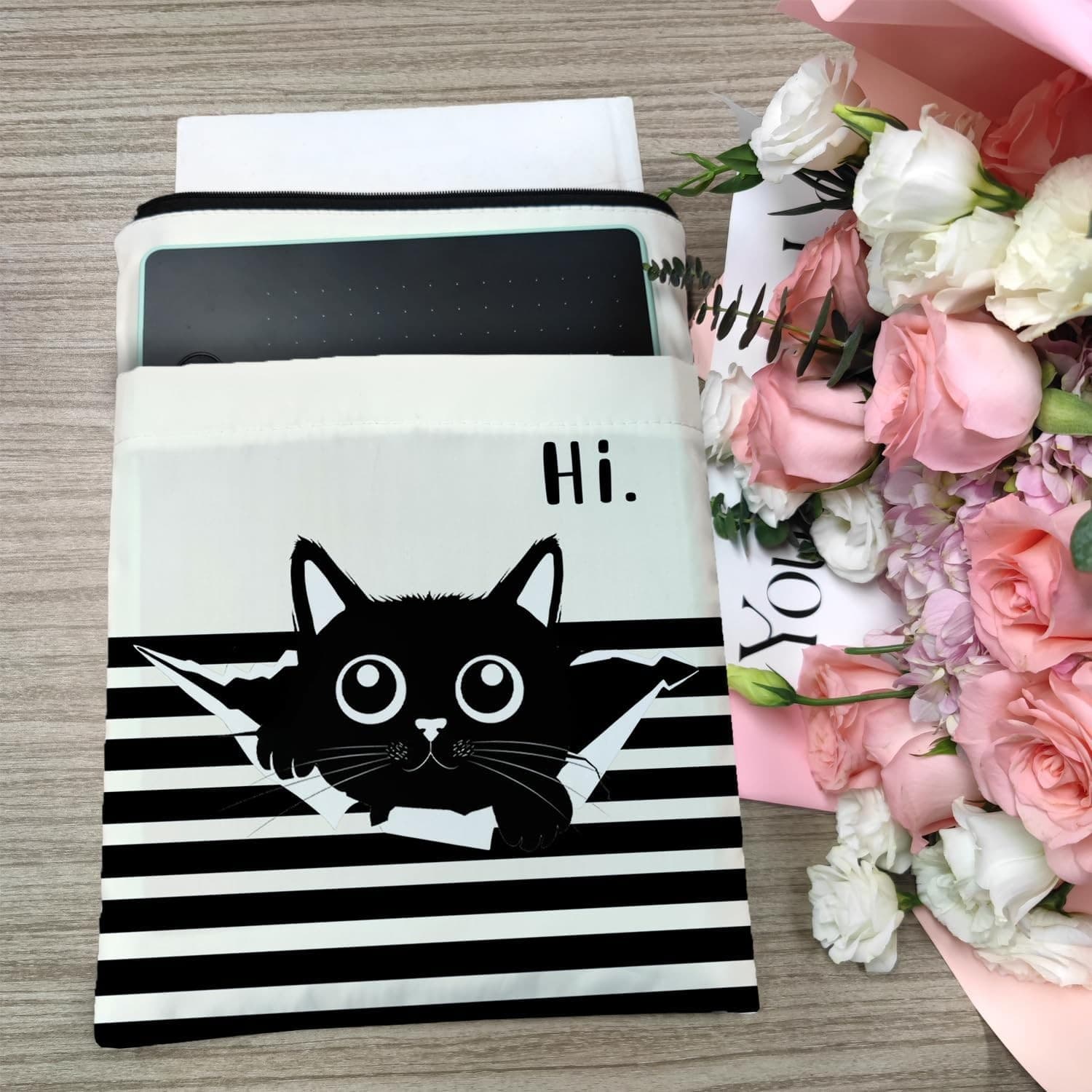 Book Sleeve with Zipper, Funny Cat & Book Design for Book Lovers 5