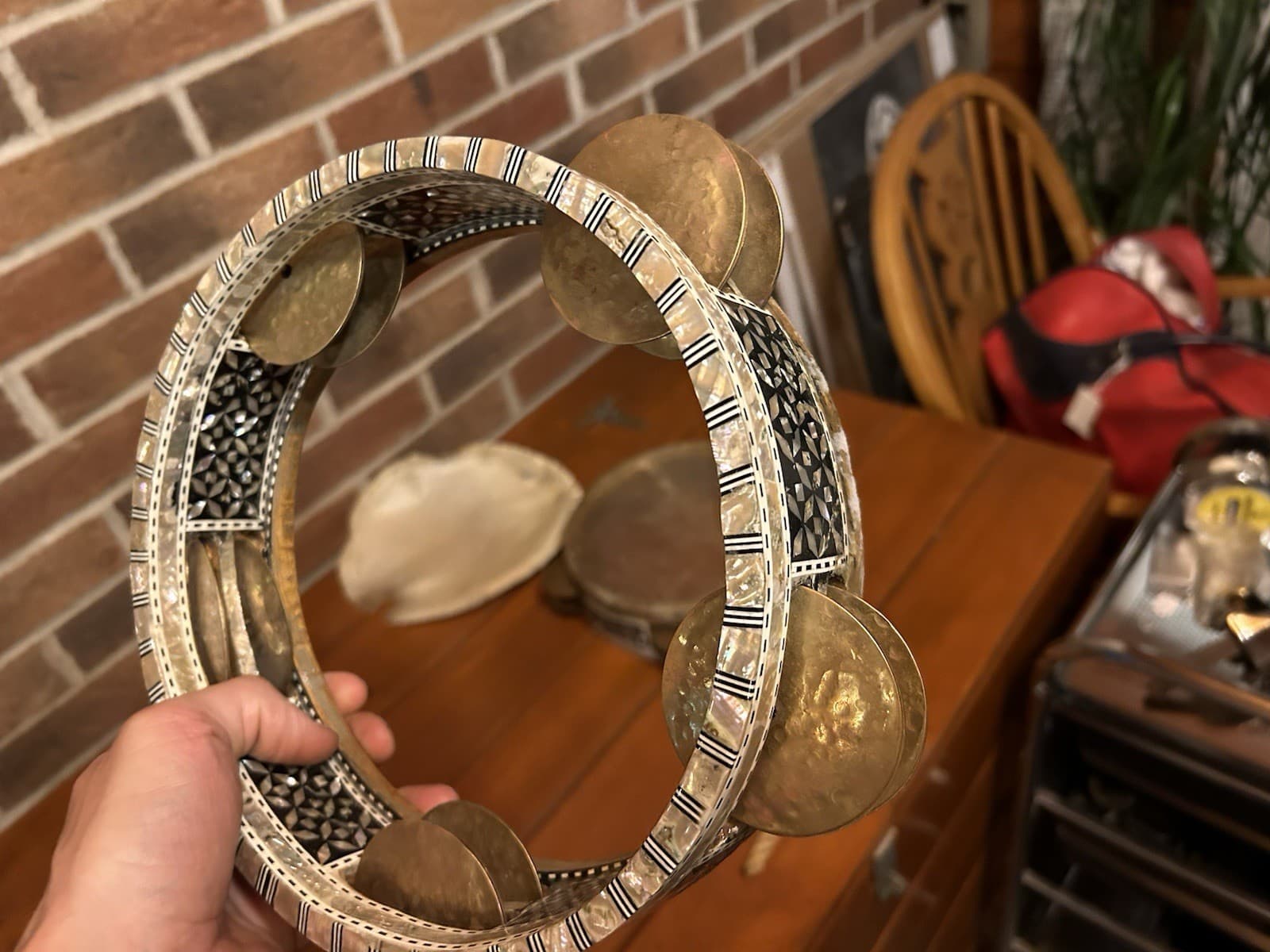 Lot Of 2  Quality Egypt Riq Hammered Jingles Cooperman Tambourine Daf Frame Drum 4