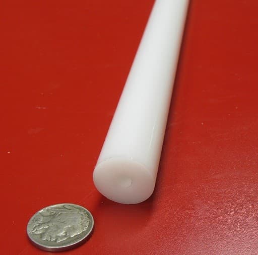 Delrin Acetal White Tube 0.750" Oversize OD x .250" Undersize ID x 12" Length 2