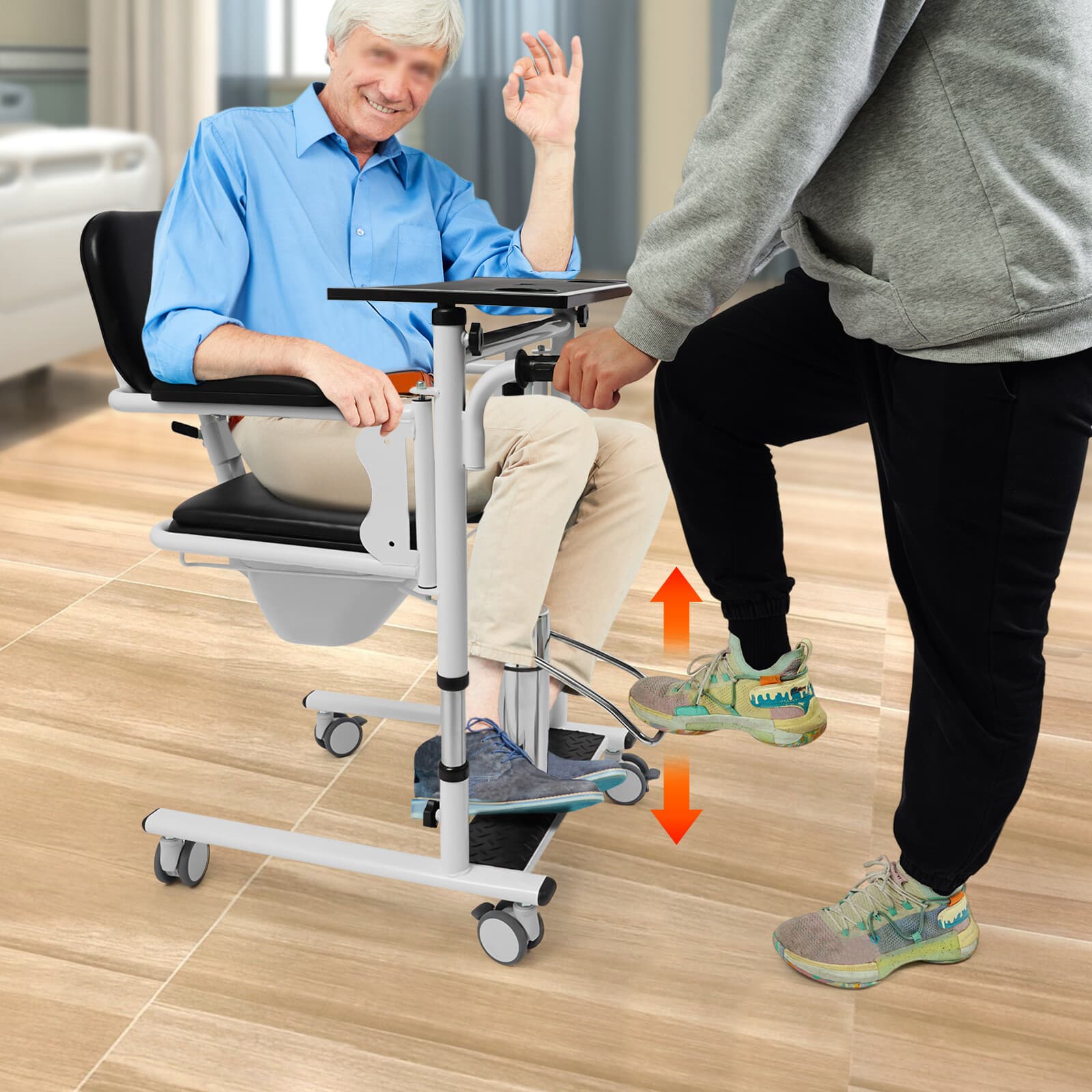 150kg Lift Transfer Chair Patient Lift Hydraulic Lift Transfer Chair Wheelchair  2