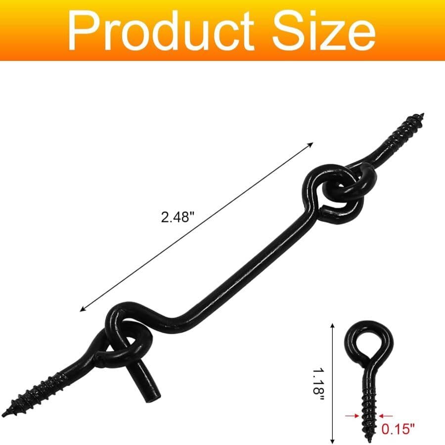 2.5 Inch Cabin Hook and Eye Latch Lock Black Gate Door Swivel Window Door Hook C 2