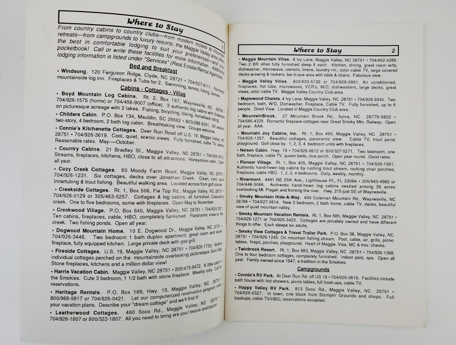 1993 Maggie Valley North Carolina NC Smokies Visitors Guide Vtg Travel Booklet 2