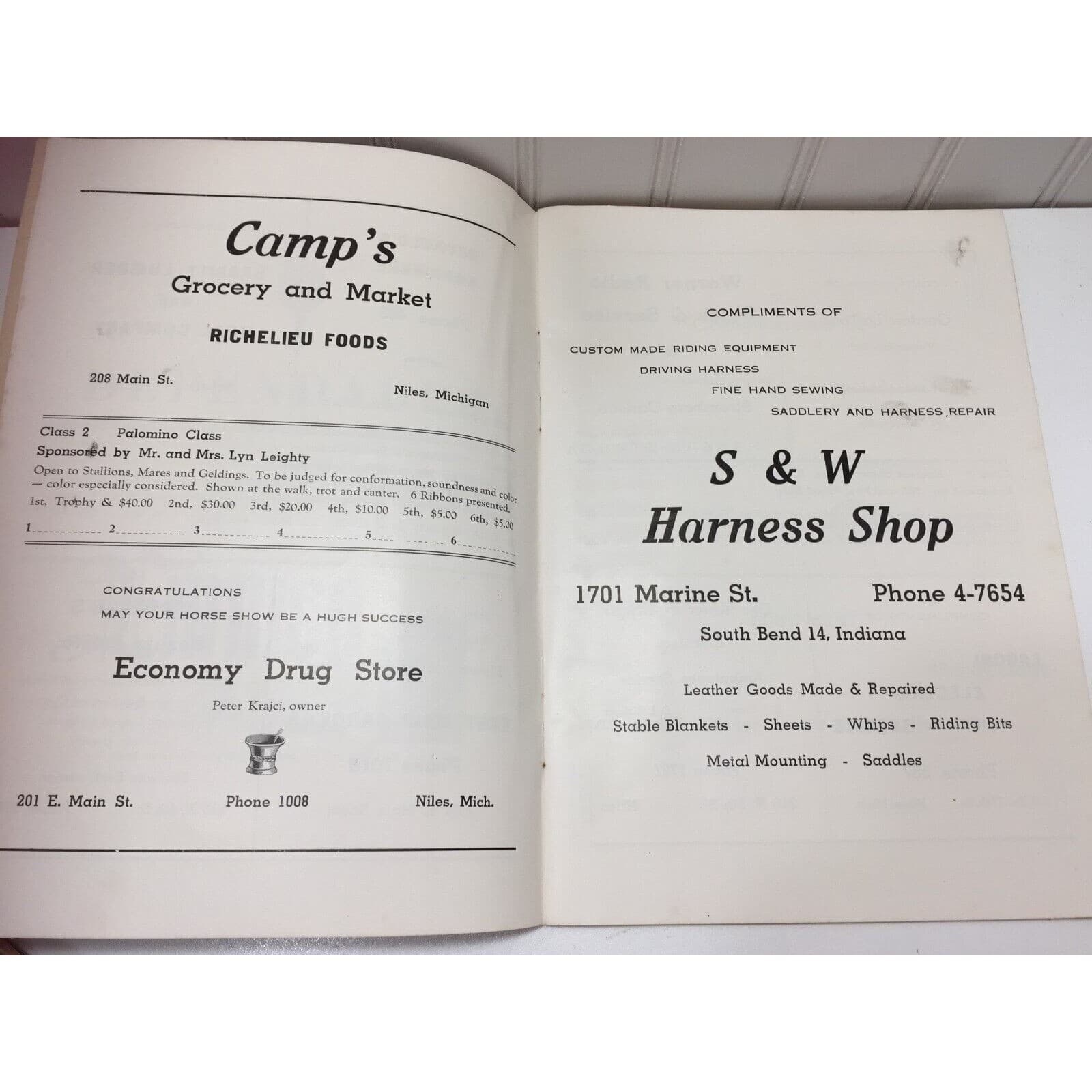 Vintage Niles MI Horse Show Booklet 1947 2nd Annual 23039 2