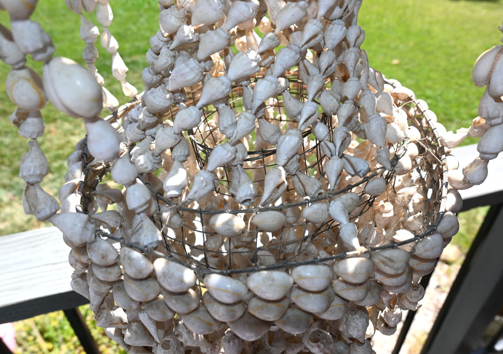 Vtg Sea Shell Cowrie Tiered Chandelier Decorative Indoor/Outdoor Beach Boho 35" 5