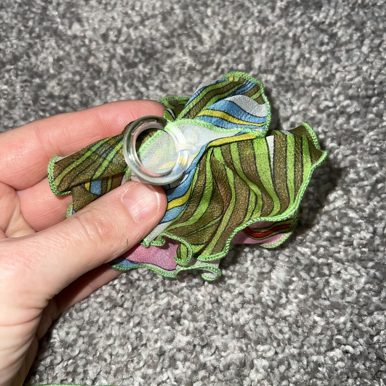 Vintage Neck Scarf With Clip Holder Nylon Floral Made in USA 5