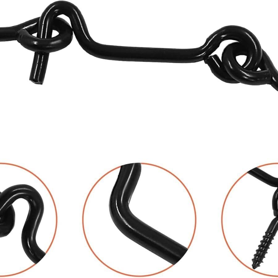 2.5 Inch Cabin Hook and Eye Latch Lock Black Gate Door Swivel Window Door Hook C 3