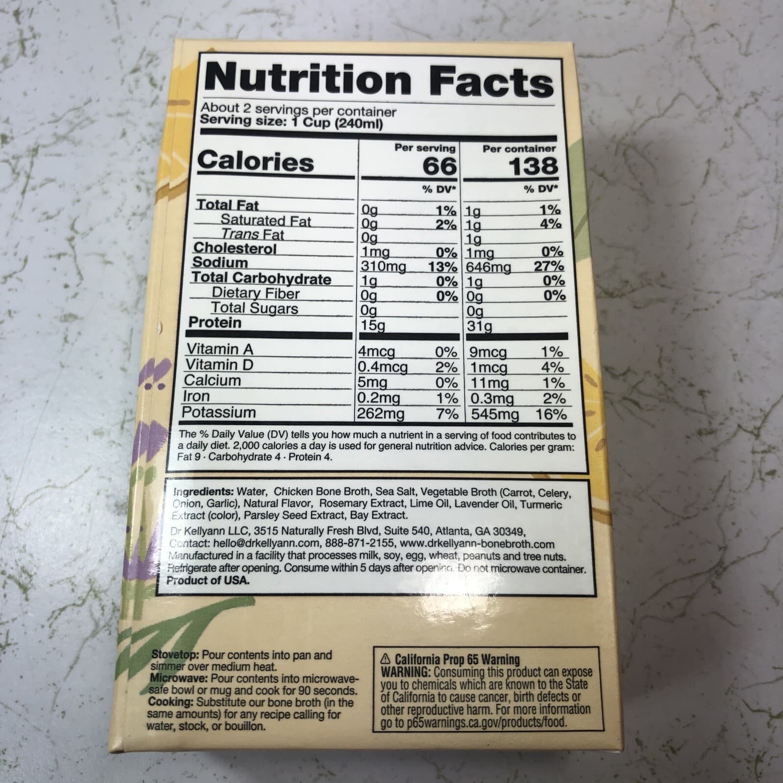 Dr. Kellyann Lemon Lavender Bone Broth - Dairy Free, Low Fat, Keto - 16.9 oz 3