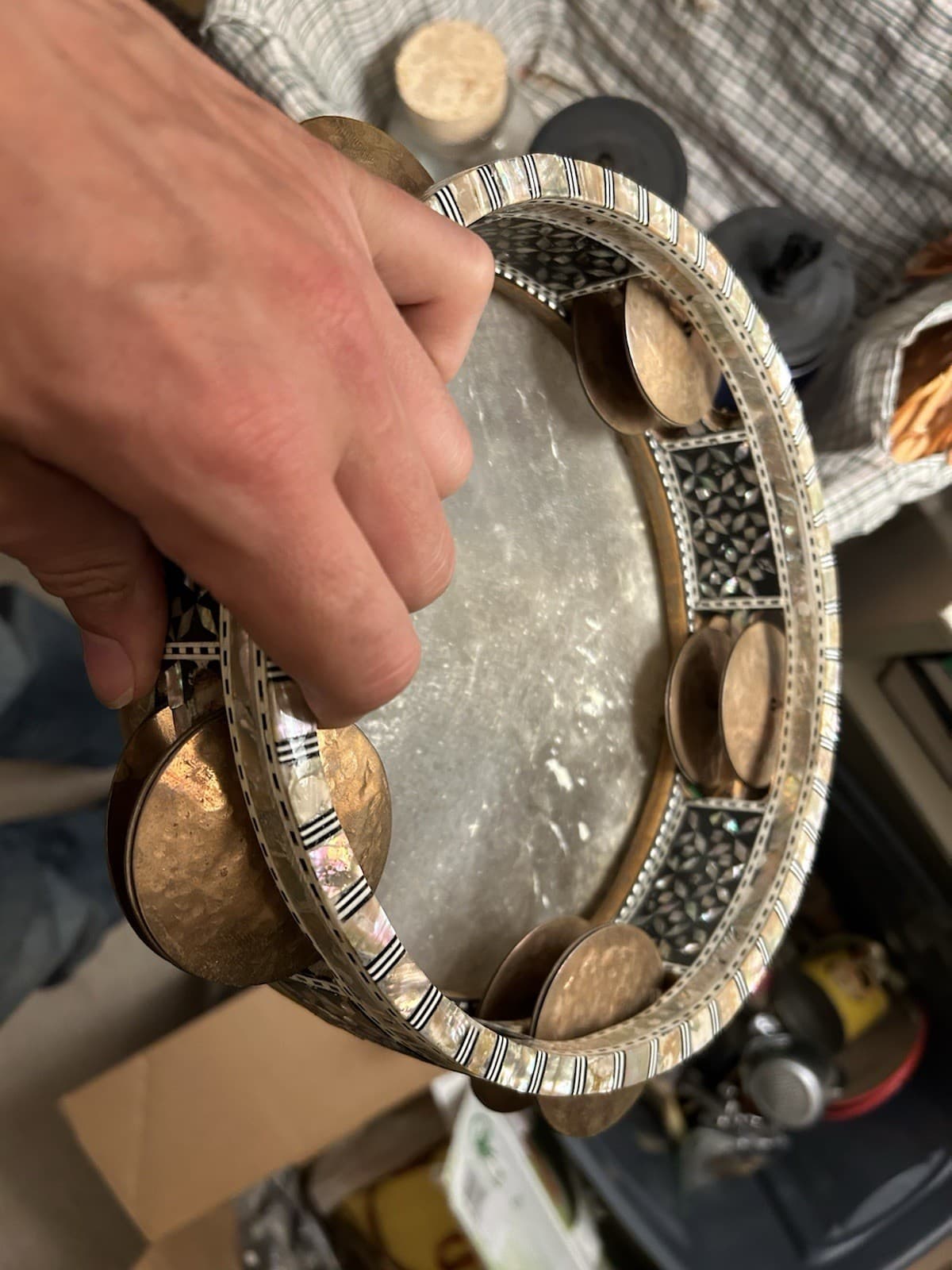 Lot Of 2  Quality Egypt Riq Hammered Jingles Cooperman Tambourine Daf Frame Drum 5