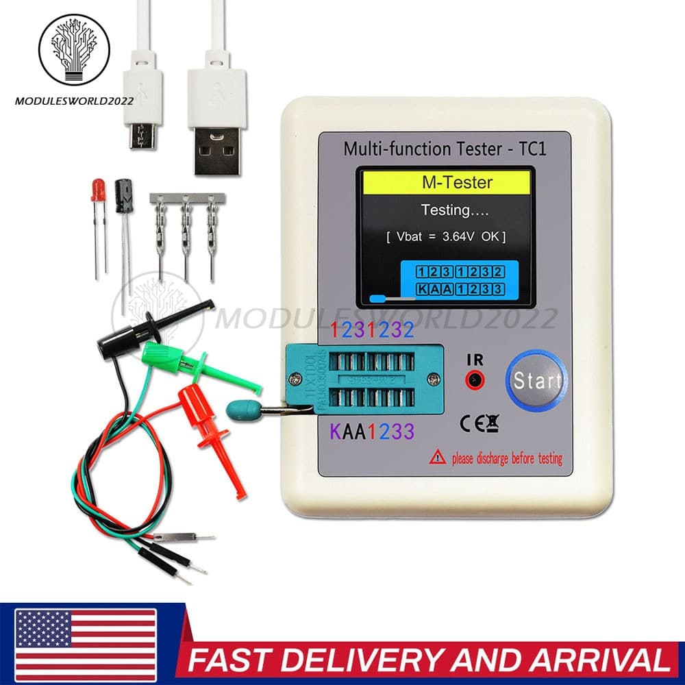 LCR-TC1 Transistor Tester Diode Triode ESR LCR Capacitance Meter NPN MOSFET US
